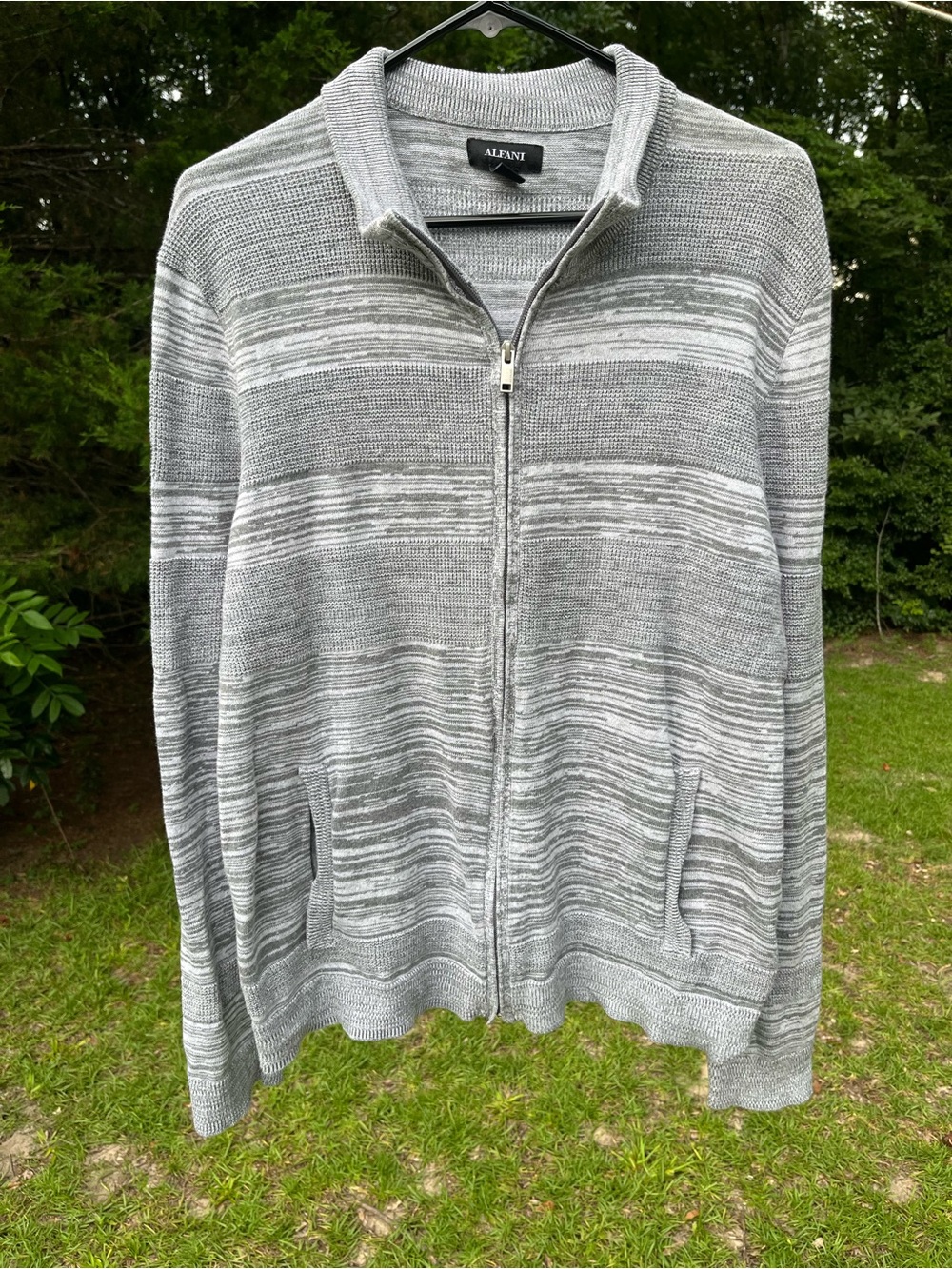 Alfani Gray Full-Zip Knit Cardigan Sweater